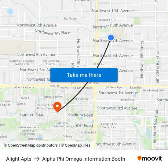 Alight Apts to Alpha Phi Omega Information Booth map