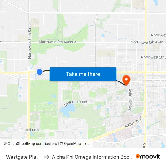 Westgate Plaza to Alpha Phi Omega Information Booth map
