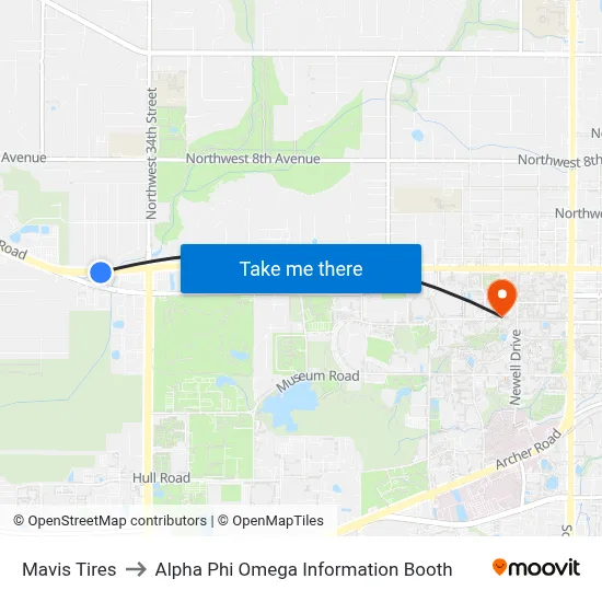 Mavis Tires to Alpha Phi Omega Information Booth map