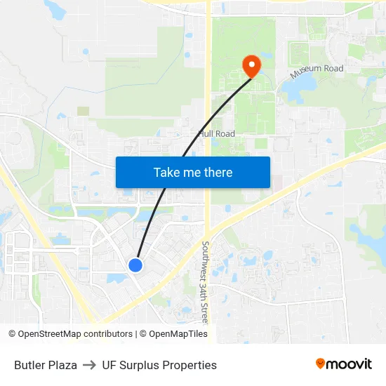 Butler Plaza to UF Surplus Properties map