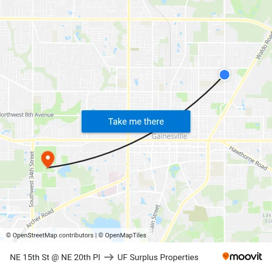 NE 15th St @ NE 20th Pl to UF Surplus Properties map