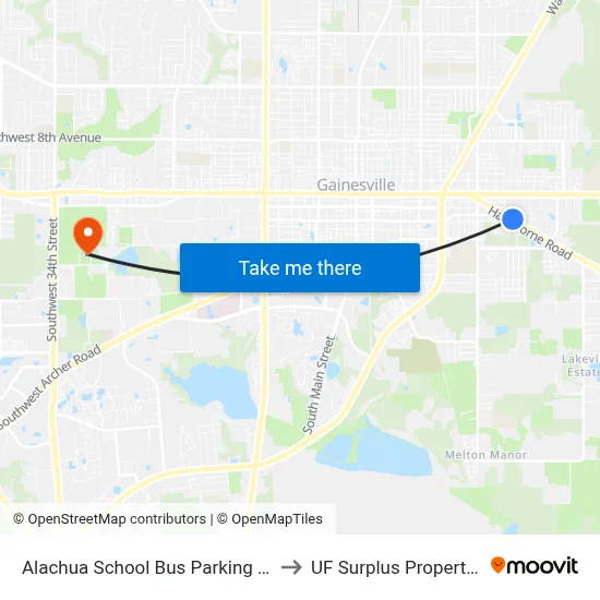 Alachua School Bus Parking Lot to UF Surplus Properties map