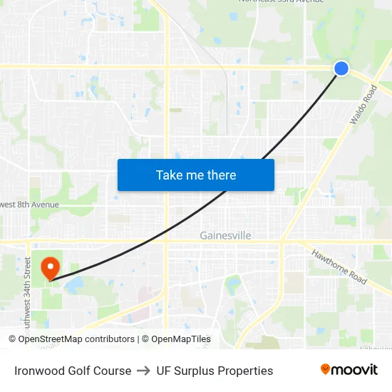 Ironwood Golf Course to UF Surplus Properties map