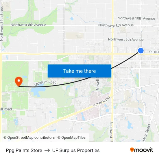 Ppg Paints Store to UF Surplus Properties map