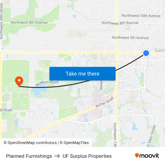 Planned Furnishings to UF Surplus Properties map