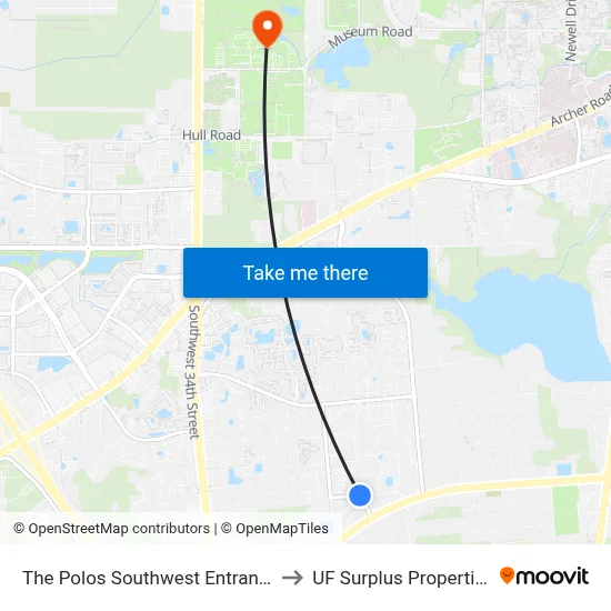 The Polos Southwest Entrance to UF Surplus Properties map