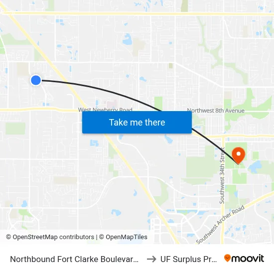 Northbound Fort Clarke Boulevard @ Eagle Point to UF Surplus Properties map