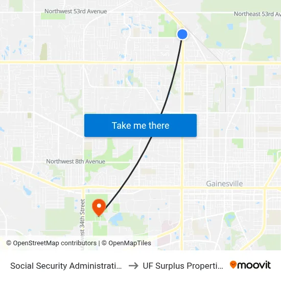 Social Security Administration to UF Surplus Properties map