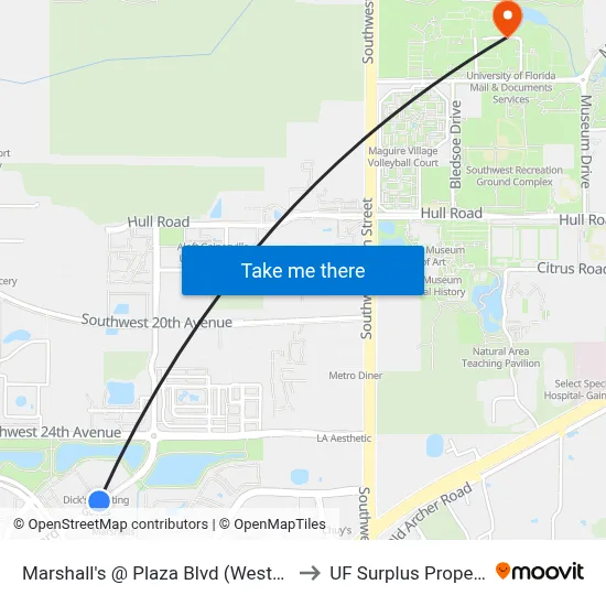 Marshall's @ Plaza Blvd (Westbound) to UF Surplus Properties map