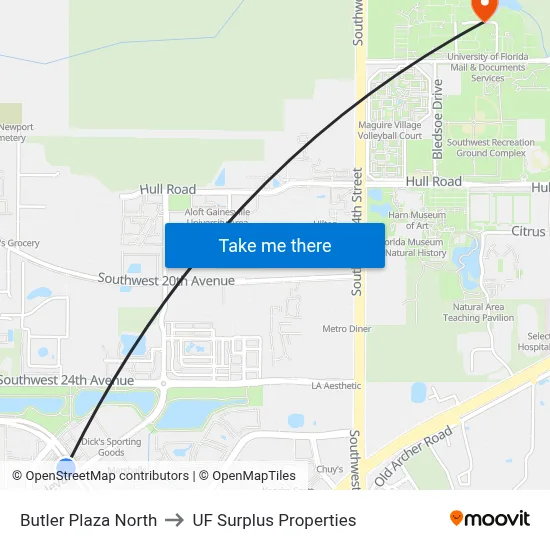Butler Plaza North to UF Surplus Properties map