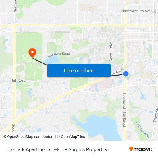 The Lark Apartments to UF Surplus Properties map