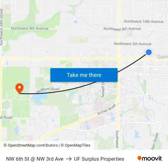 NW 6th St @ NW 3rd Ave to UF Surplus Properties map