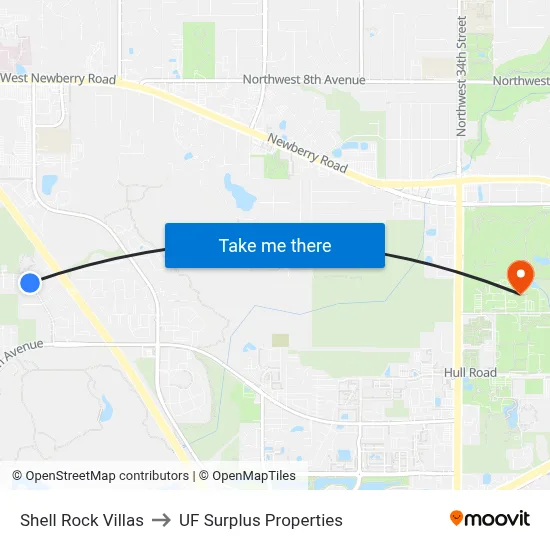 Shell Rock Villas to UF Surplus Properties map