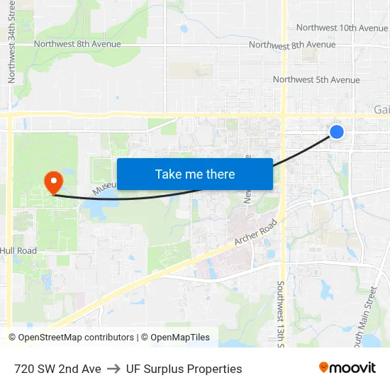 720 SW 2nd Ave to UF Surplus Properties map