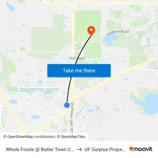 Whole Foods @ Butler Town Center to UF Surplus Properties map