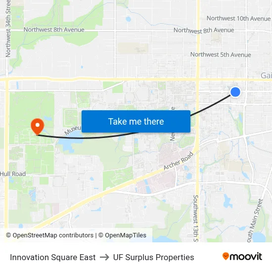Innovation Square East to UF Surplus Properties map