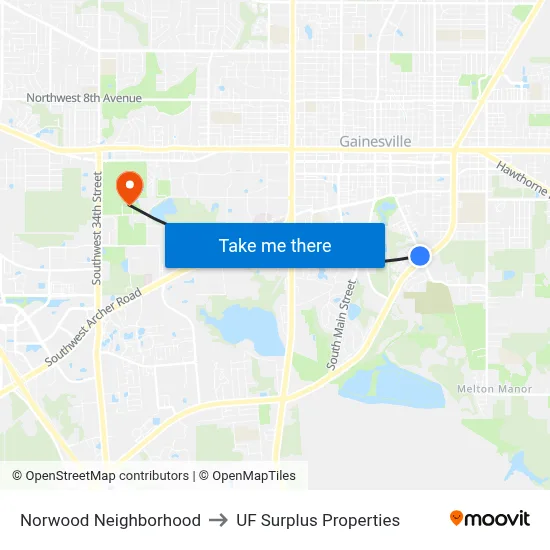 Norwood Neighborhood to UF Surplus Properties map