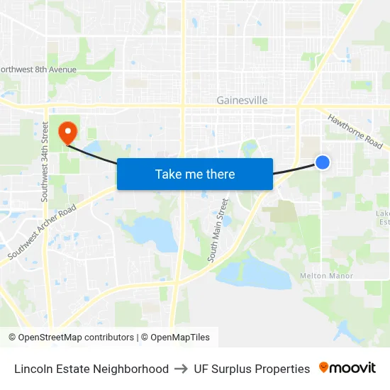 Lincoln Estate Neighborhood to UF Surplus Properties map