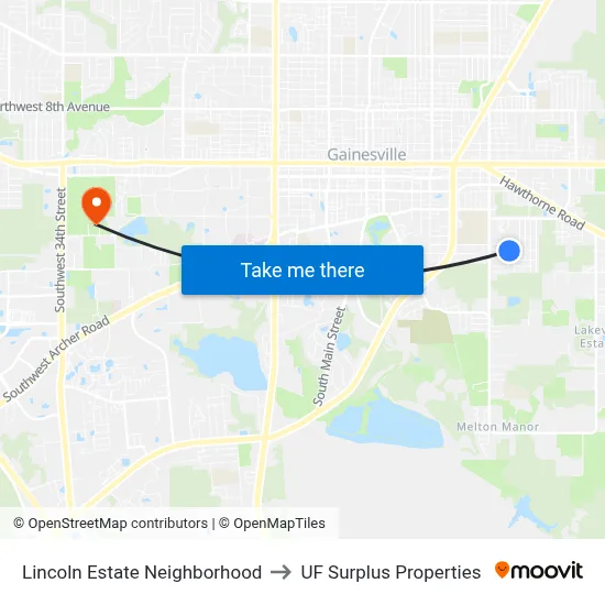Lincoln Estate Neighborhood to UF Surplus Properties map