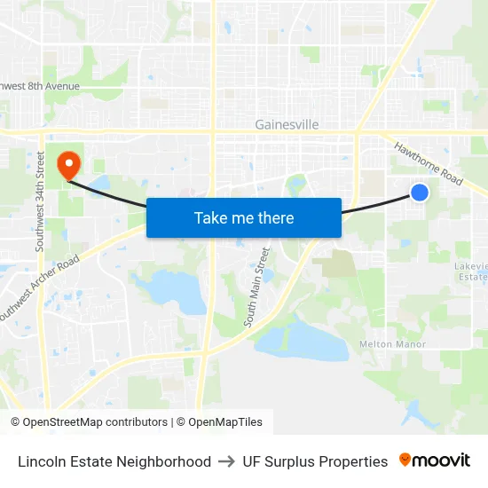 Lincoln Estate Neighborhood to UF Surplus Properties map