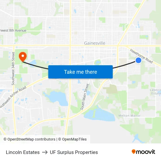 Lincoln Estates to UF Surplus Properties map