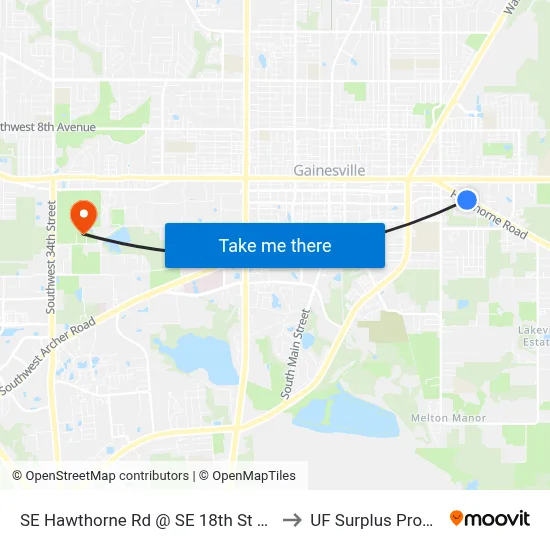 SE Hawthorne Rd @ SE 18th St Eastbound to UF Surplus Properties map