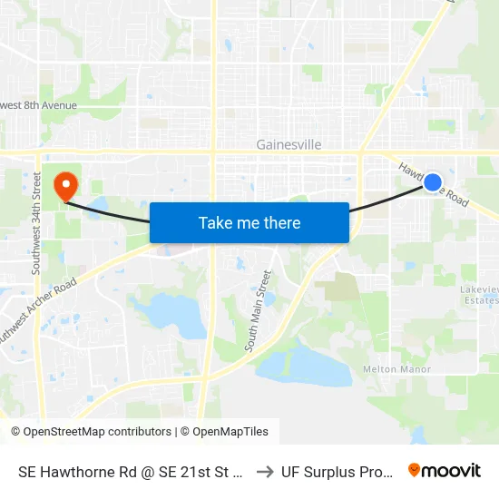 SE Hawthorne Rd @ SE 21st St Eastbound to UF Surplus Properties map