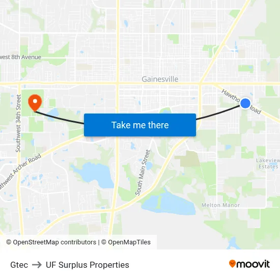 Gtec to UF Surplus Properties map