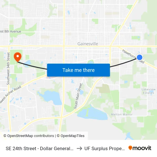SE 24th Street - Dollar General Store to UF Surplus Properties map