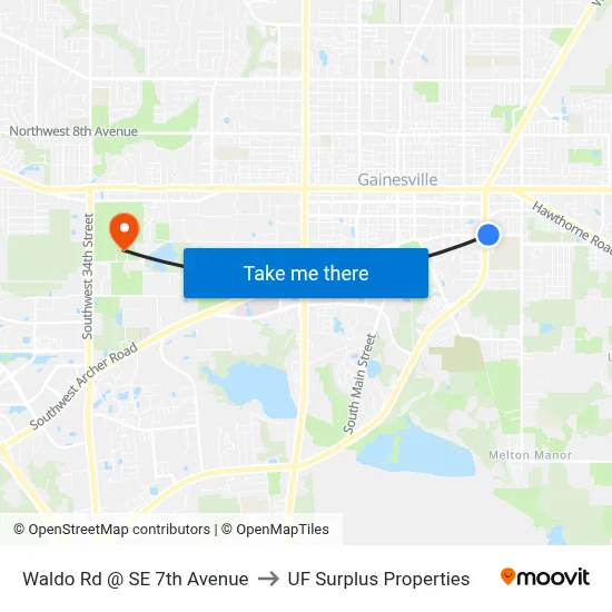 Waldo Rd @ SE 7th Avenue to UF Surplus Properties map