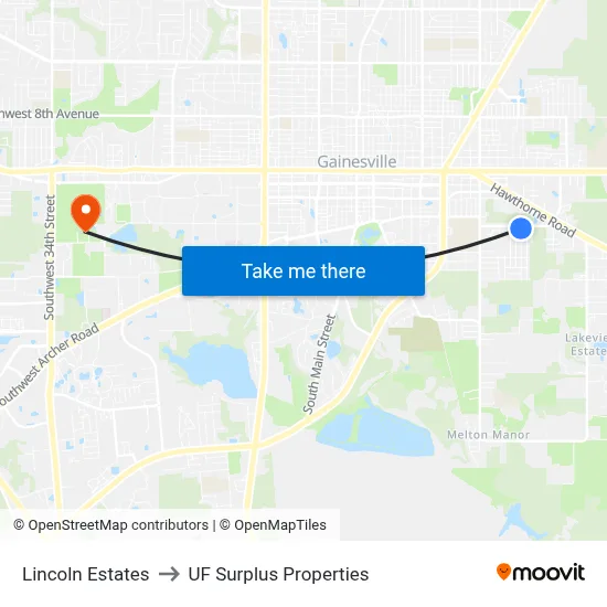Lincoln Estates to UF Surplus Properties map