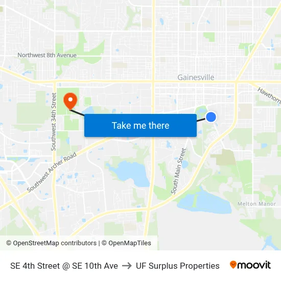 SE 4th Street @ SE 10th Ave to UF Surplus Properties map