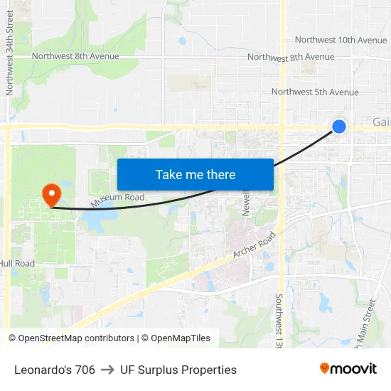 Leonardo's 706 to UF Surplus Properties map