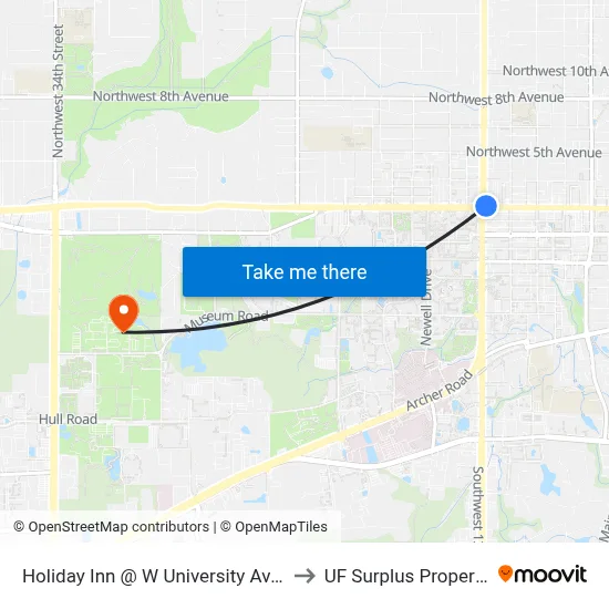 Holiday Inn @ W University Avenue to UF Surplus Properties map