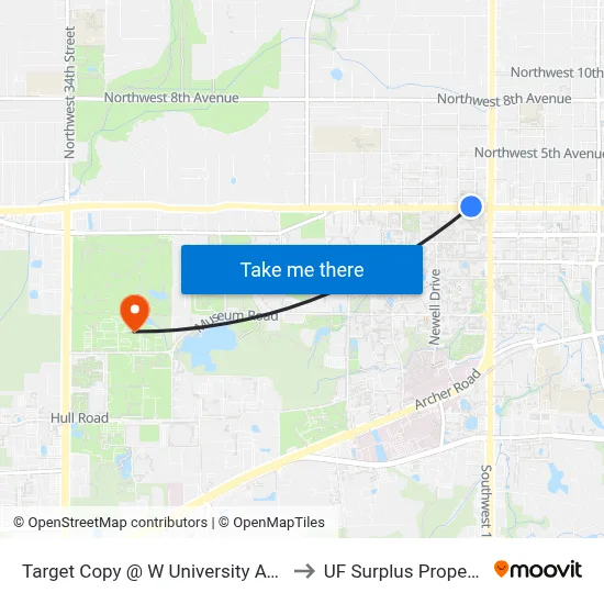 Target Copy @ W University Avenue to UF Surplus Properties map