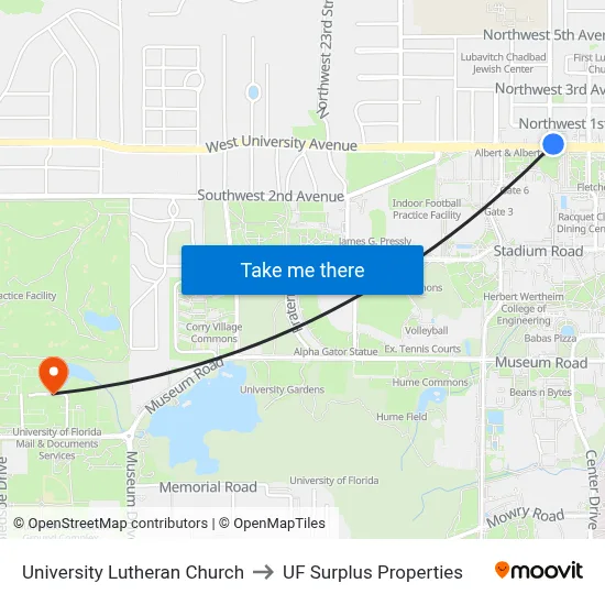University Lutheran Church to UF Surplus Properties map