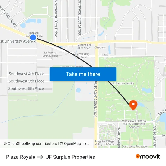 Plaza Royale to UF Surplus Properties map