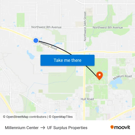 Millennium Center to UF Surplus Properties map