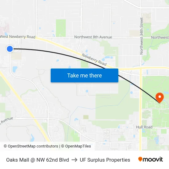 Oaks Mall @ NW 62nd Blvd to UF Surplus Properties map