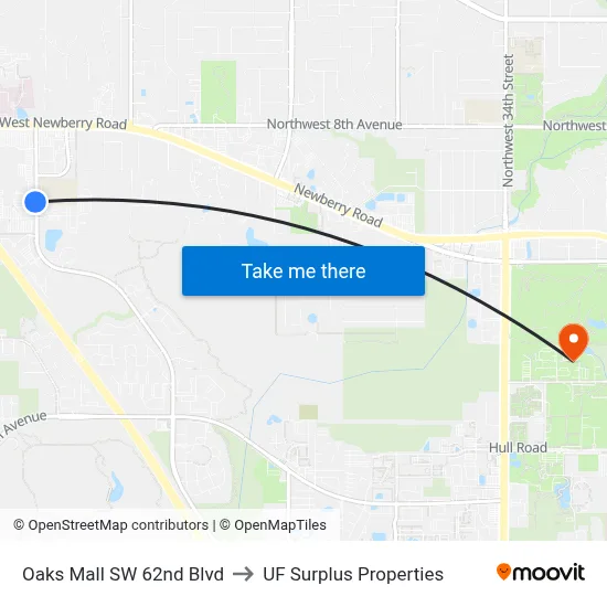 Oaks Mall SW 62nd Blvd to UF Surplus Properties map