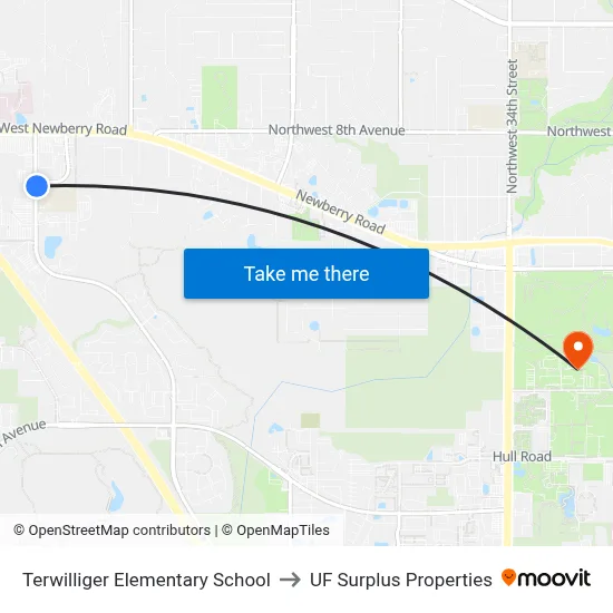 Terwilliger Elementary School to UF Surplus Properties map