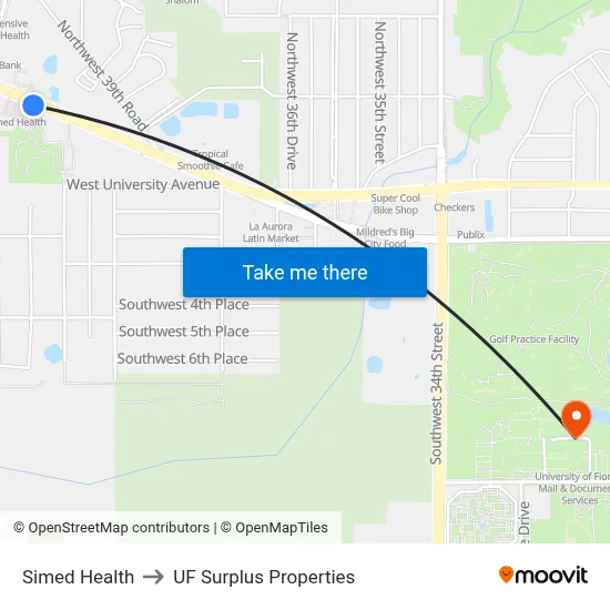 Simed Health to UF Surplus Properties map
