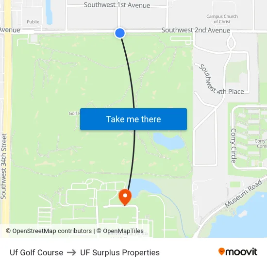 Uf Golf Course to UF Surplus Properties map