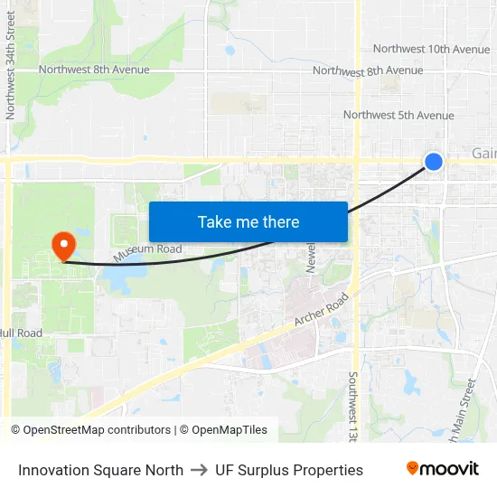 Innovation Square North to UF Surplus Properties map