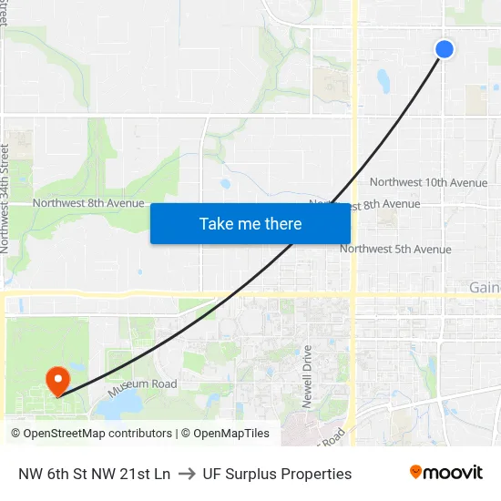 NW 6th St NW 21st Ln to UF Surplus Properties map