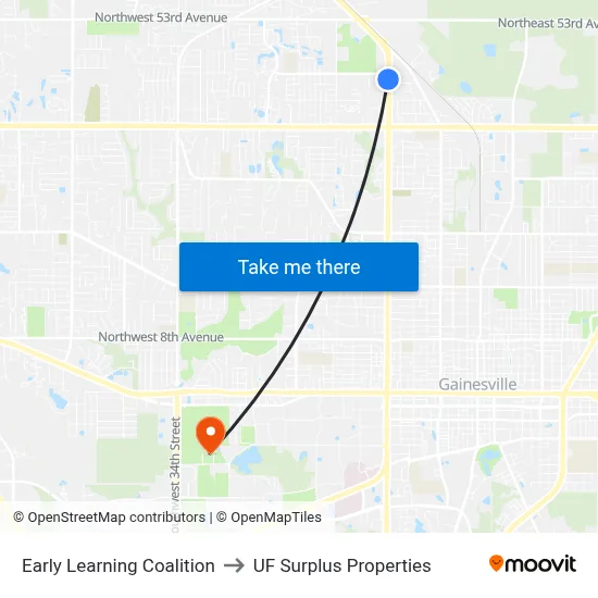 Early Learning Coalition to UF Surplus Properties map