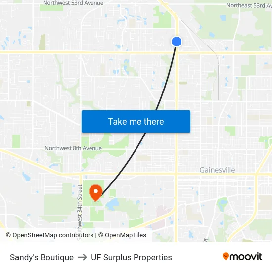 Sandy's Boutique to UF Surplus Properties map