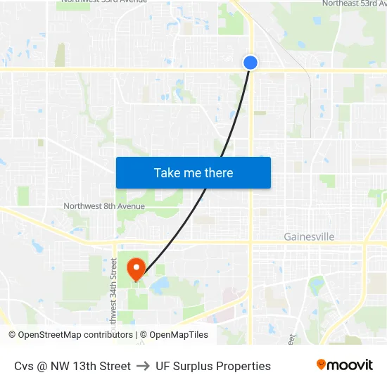 Cvs @ NW 13th Street to UF Surplus Properties map