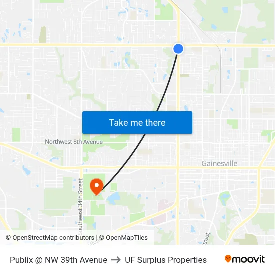 Publix @ NW 39th Avenue to UF Surplus Properties map
