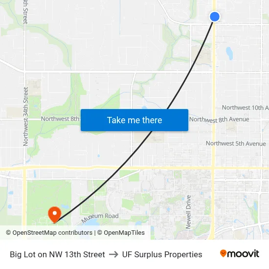 Big Lot on NW 13th Street to UF Surplus Properties map
